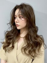 シオン(shion)&nbsp;ロング顔周りレイヤーオリーブベージュ韓国ヘア_F1497