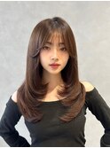20代30代ミディアムレイヤーインナーカラーダブルカラー