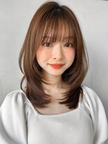 アグノス 青山(Agnos) 外ハネボブ小顔カットデジタルパーマミルクティーブロンド