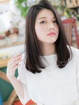 カバーヘア ブリス 大宮西口(COVER HAIR bliss)&nbsp;*bliss大宮*かきあげバング×黒髪のツヤ感色っぽセミディa!