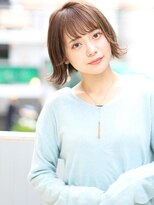 小顔、オリーブカラー、ハイライトカラー、セミウェットウェーブ