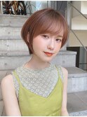 【津賀　涼】ショートグレージュカラーボブウルフココアベージュ