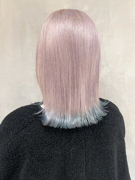 アルバム 渋谷パルコ(ALBUM) 裾カラー水色_チェリーブラウンフェミニンロング_ba377052