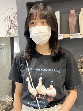 ラミエバイメルト 下北沢(lamie by melt) 顔まわりレイヤーミディアムレイヤー地毛風カラー暗髪/村上慶登