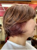 白髪ぼかし/40代以降のショート×さりげないインナーカラー