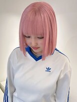 7502ベビーピンクハイライトバレイヤージュ艶髪ハイトーンカラー