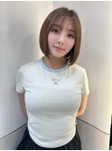 暗髪×韓国風タッセルボブ[髪質改善ストレート/10代20代30代]