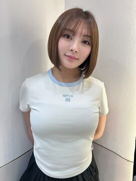 暗髪×韓国風タッセルボブ[髪質改善ストレート/10代20代30代]