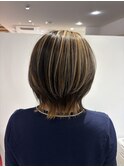 ハイライトカラー,ウルフデザインカラー,ベージュカラー【草加】