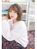 韓国風プリカール小顔前下がりボブ暖色系カラーb1