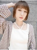 ぱっつんショートボブ×インナーカラー【有海一生】/髪質改善