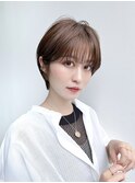 大人ショートヘア 前髪あり ひし形 丸顔面長エラ張り絶壁 K0627