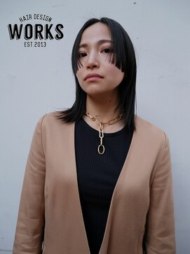 ワークス ヘアデザイン(WORKS HAIR DESIGN) 姫カット前髪デザイン黒髪ストレートミディアムヘア