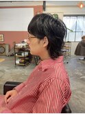 メンズミディアムパーマニュアンスパーマソフトウルフパーマ眉毛