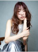ロング前髪カット顔周りレイヤー暗めカラー_F20801