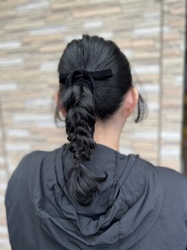 アールヌーベルヴァーグ(ar nouvelle vaugue) 編み下ろし（黒リボン飾り）