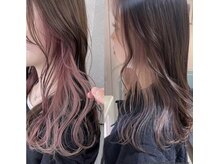 《*淡いピンクのインナーカラー*》はっきりとした色味が欲しい、髪なじみもいいデザイン［心斎橋/韓国ヘア