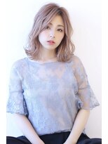 オーロ 緑地公園店(ORO)&nbsp;大人かわいいことりベージュ外ハネミディの小顔フレンチボブ