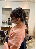 卒業式　編み込みダウンスタイル