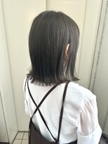 ヘアーデザイン リボン(hair design Ribon) グレージュ&外ハネボブ