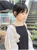 NUDE シースルーバング前髪カット黒髪ショート ショートボブ