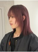 【YOKE】ピンクベージュレイヤーカットミディアムウルフ