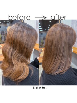 シーム(seam.) 簡単スタイリング縮毛矯正ミディ◎どんな髪質・毛量・年齢もOK