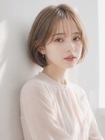 チェレ アズーリ 狭山店(Chere azuri) 小顔見え叶うひし形シースルーバングボブ×ミルクティーベージュ