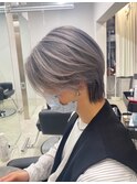 メンズバレイヤージュハイライトカラーグレージュショート