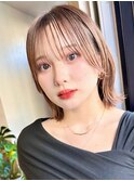 ホワイトグレージュミニウルフデジタルパーマチェリーブラウン