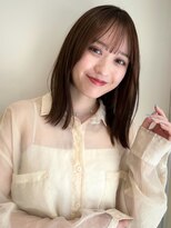 ガーデンヨコハマ(GARDEN YOKOHAMA)&nbsp;ミディアムレイヤー　くびれヘア　ラウンドバング　暗めカラー