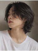 メンズミディアムニュアンスパーマラフパーマアップバング