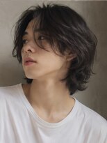 キュー(Cue_) メンズミディアムニュアンスパーマラフパーマアップバング