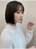 大人可愛い20代30代40代小顔前下がりボブ×アッシュブラック