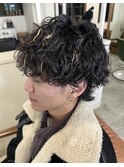 メンズウルフ波巻パーマ
