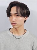 メンズショートビジネスツーブロックセンターパートフェード
