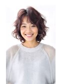 強めパーマ　ボブパーマ　流す前髪