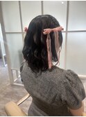 編み込みハーフアップ