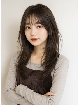 大人上品ロングレイヤー×透け感シースルーバング