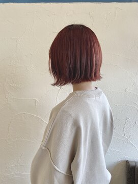 ヘアー ミュゼ 柱店(HAIR Musee) チェリーレッド×切りっぱなしボブ