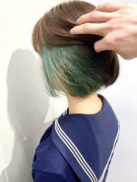 セシルヘアー(CECIL hair) CECIL 下北沢　インナカラーグリーン×韓国人風ボブ