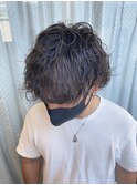 波巻きパーマ×オリーブベージュカラー
