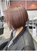 【Lee大阪店】前下がりボブ×コーラルピンク/新出奈津樹