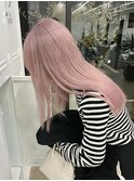 ピンクブロンド/ハイトーンカラーツヤ髪スタイル韓国ブリーチ