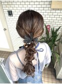 編みおろしポニー ヘアセット お呼ばれヘア