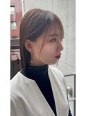 【田村】耳かけ切りっぱなしボブグレーベージュくびれ前髪パーマ