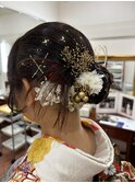 成人式ヘアセット、ロング、卒業式、着物、和風、お呼ばれヘア