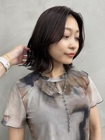 くびれボブ/切りっぱなし/結べるボブ/顔周りレイヤー/ブラウン