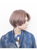 ハンサムショート/ボブ/センターパート/ピンクベージュ/豊橋田原