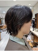 メンズパーマ外はねニュアンスボブ
